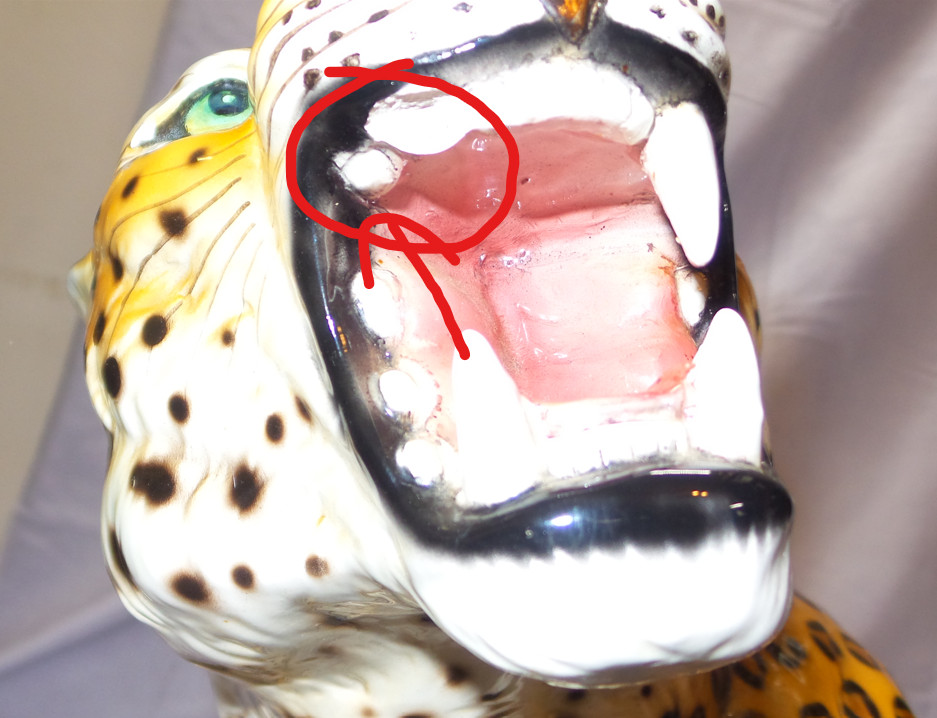 GIOVANNI RONZAN Porcelain Leopard Figurine 20″ Italy MCM – READ DESCRIPTION