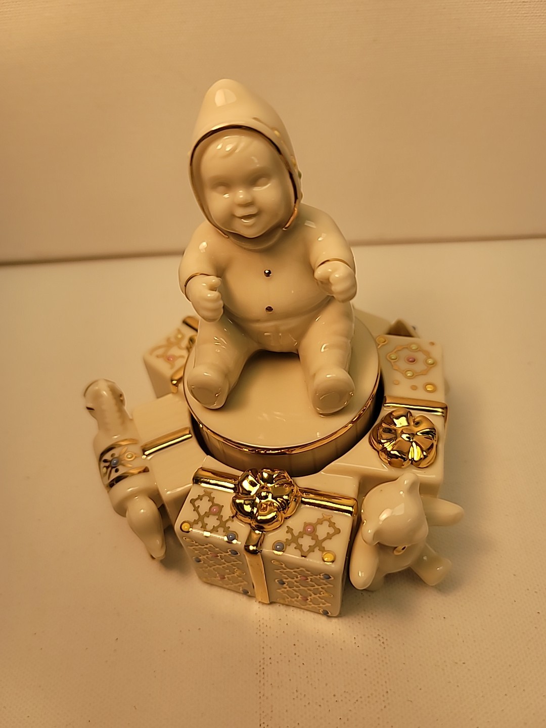 Lenox China Jewels Musical Figurine”Baby Blocks” Brahms’ Lullaby In Box