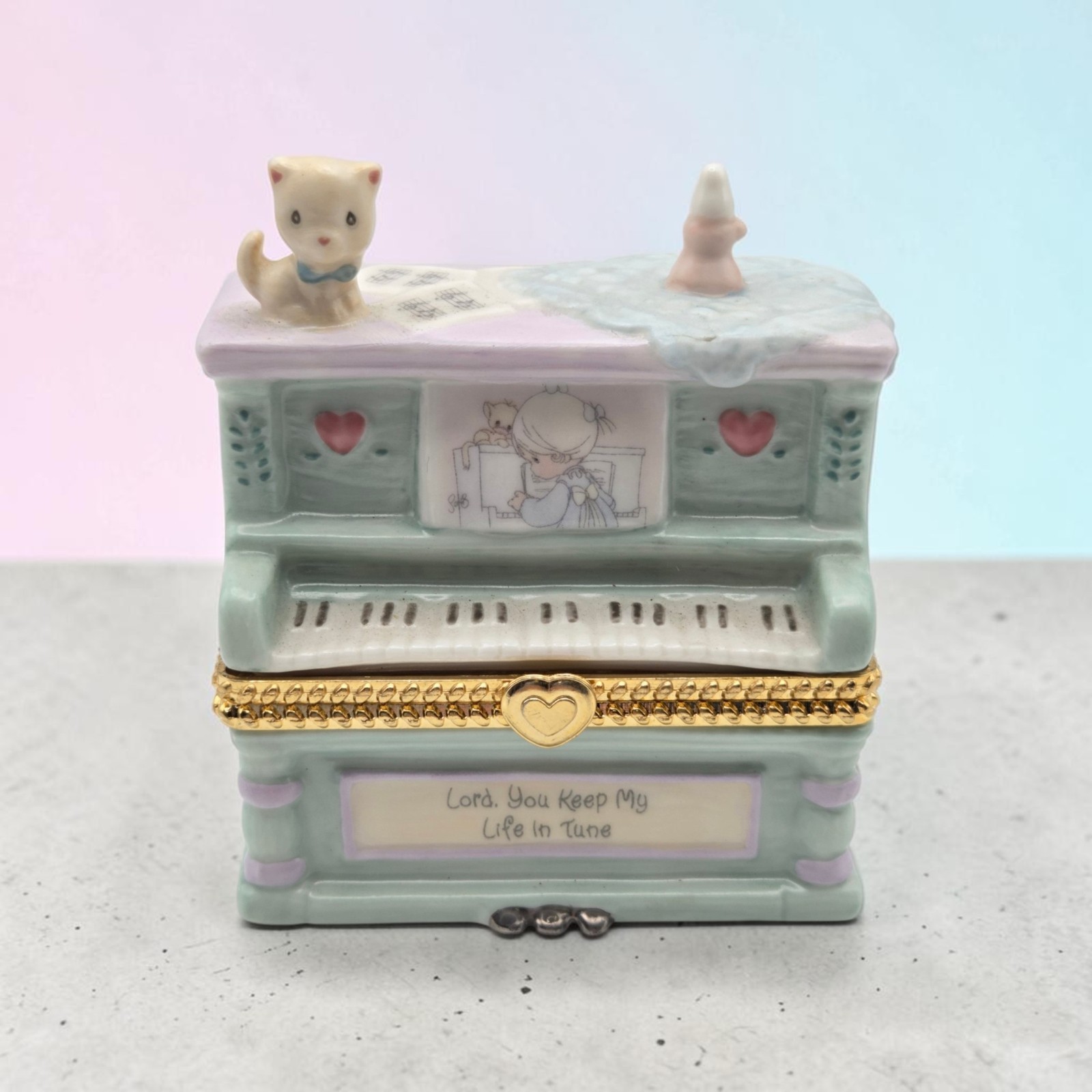 Vintage 1998 Precious Moments “Lord, You Keep My Life In Tune” Piano Hinged Box