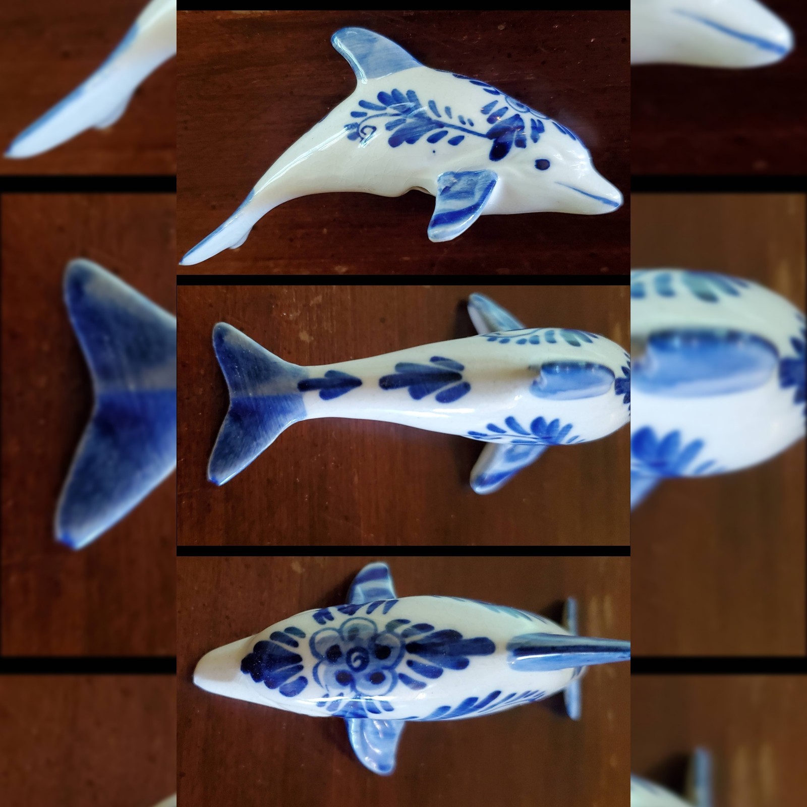 Vintage Delft Blue Dolphin 4″ Figurine Blue & White MINT Condition