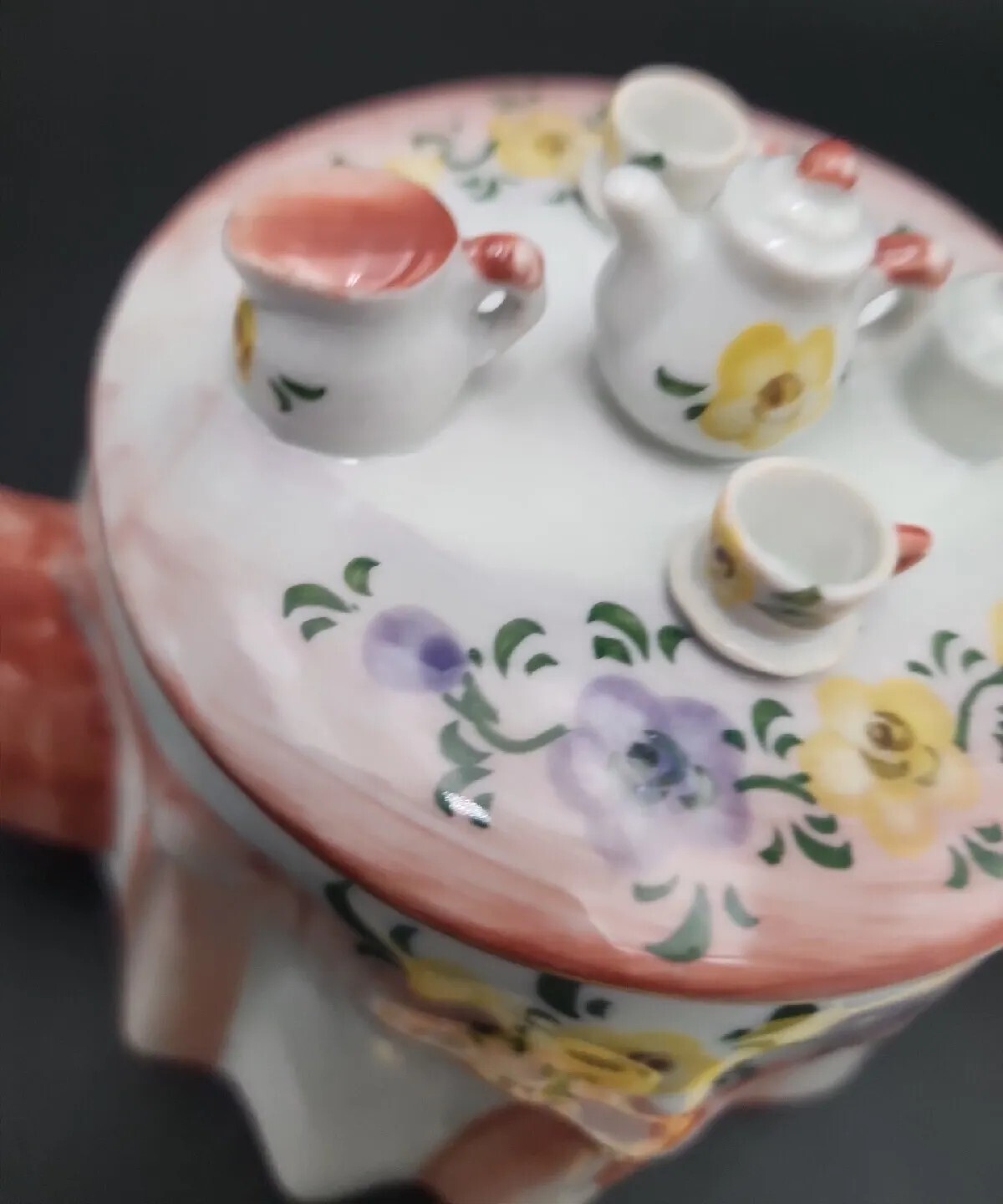 Beautiful CHARLES SADEK “ANDREA” Highly Detailed Porcelain Peach/Teapot