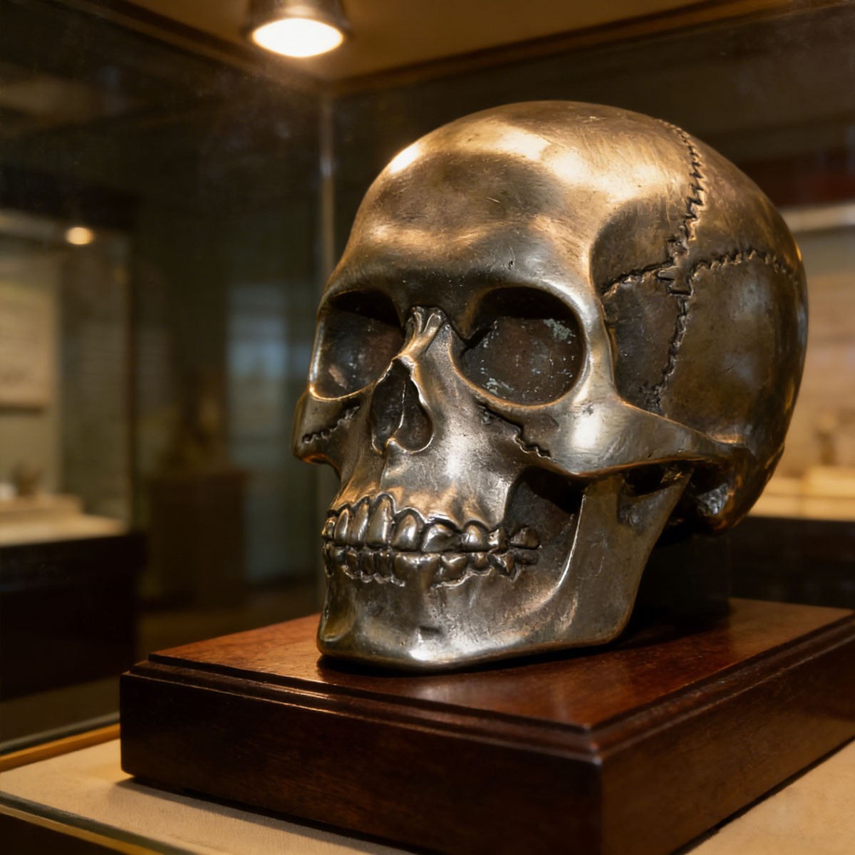Oxidized Nickel Silver Human Skull Sculpture Collectible Decor – Lost Wax Cast