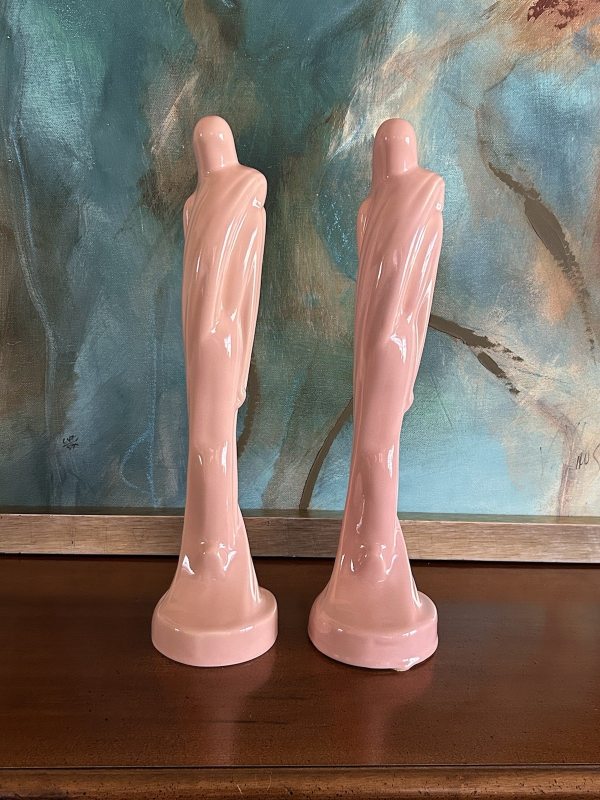 Vintage MCM Royal Haeger Lovers Embracing 20” Tall Statue Figurine X2