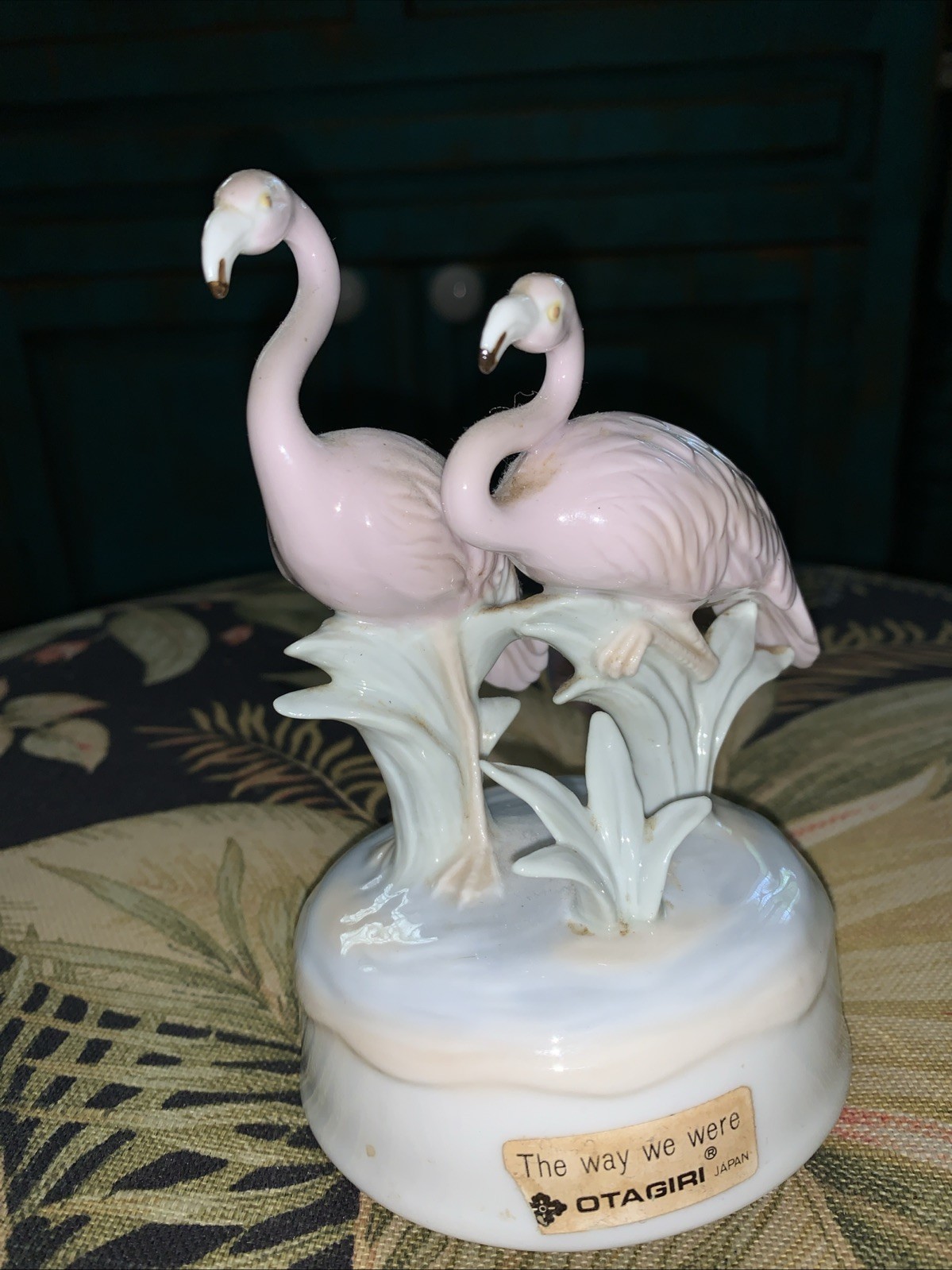 Vintage Otagiri Music Box FLAMINGOS Figurine Made in Japan~Plays the Way We Were