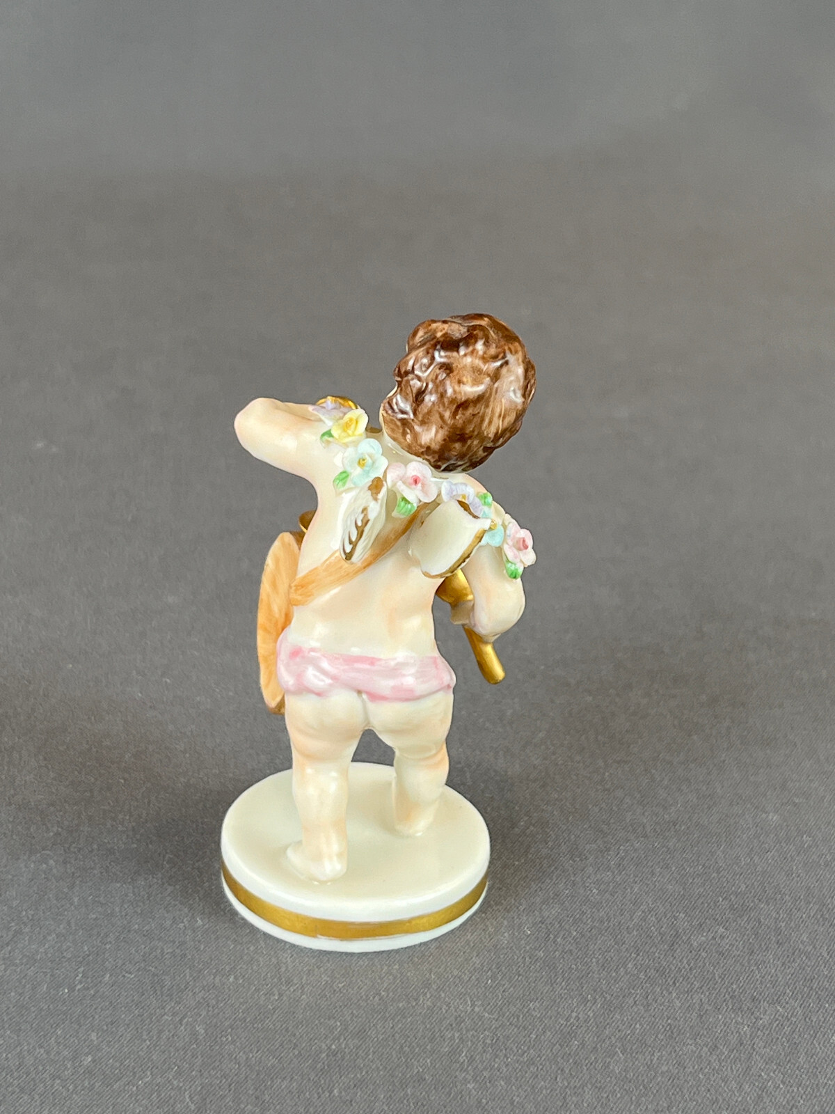 Muller Volkstedt Irish Dresden Porcelain Cherub with Drum & Cymbal 3″ Figurine