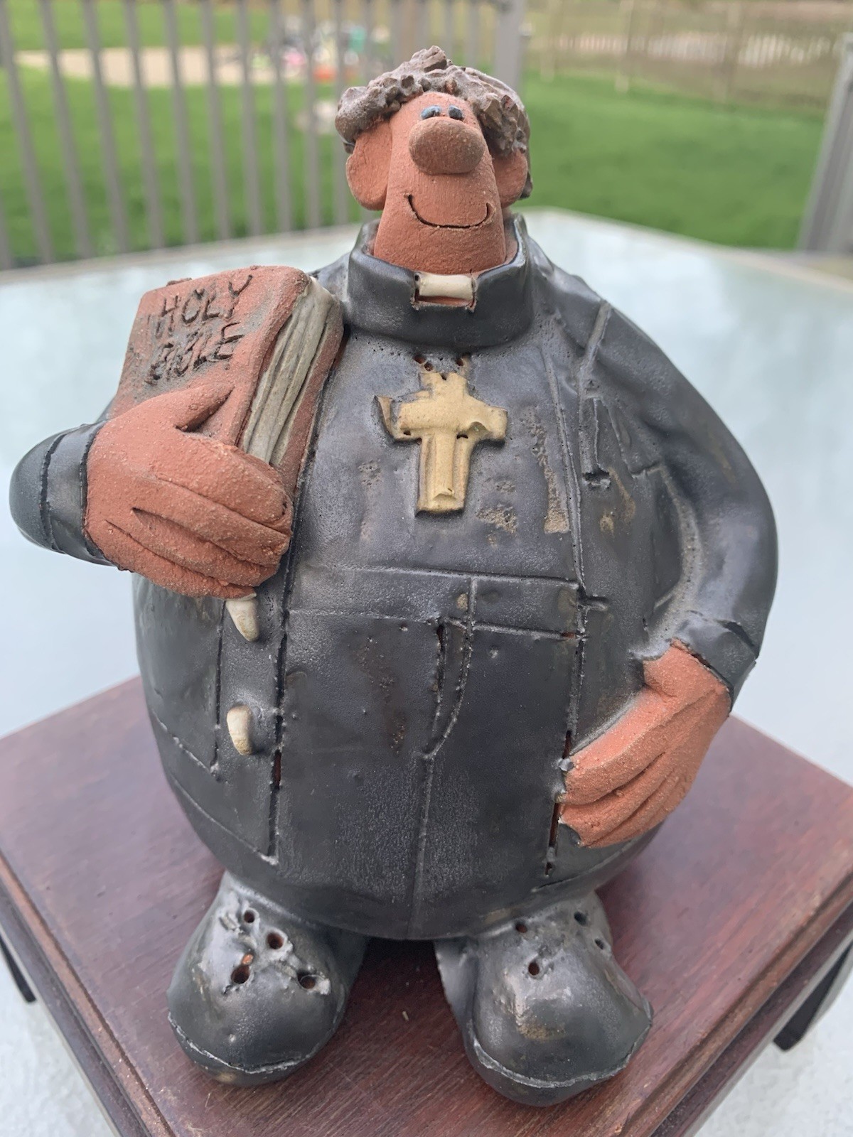 1993 Sara Meadows Balloon People Studio Catholic HOLY BIBLE Terra Cotta Figurine