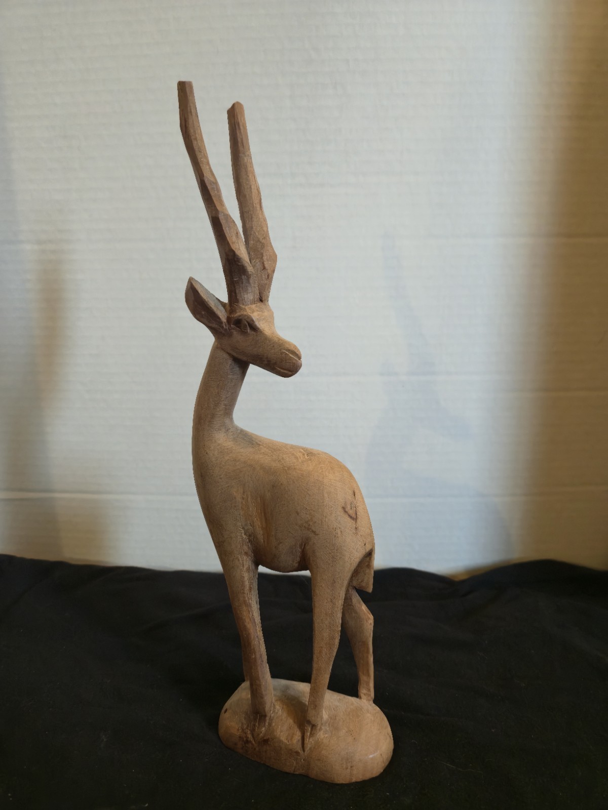 Vtg. Hand Carved Wooden Antelope 12 In. Tall