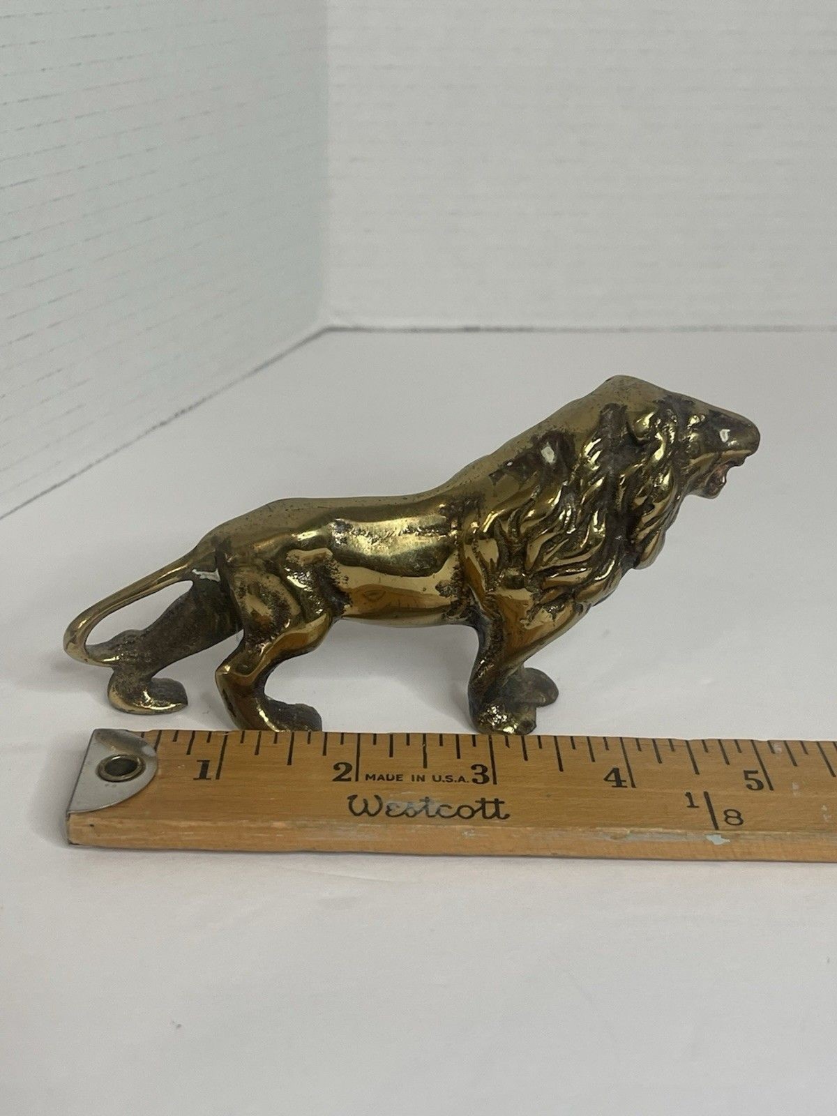 Gold Mini Lion Vintage Decor MCM 5″ 6 Oz