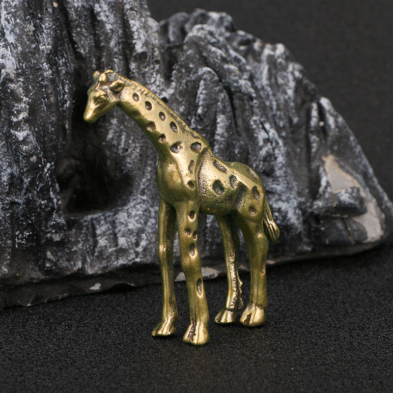 1Pc Solid Brass Giraffe Figurine Statue Home Ornaments Animal Figurines Gift