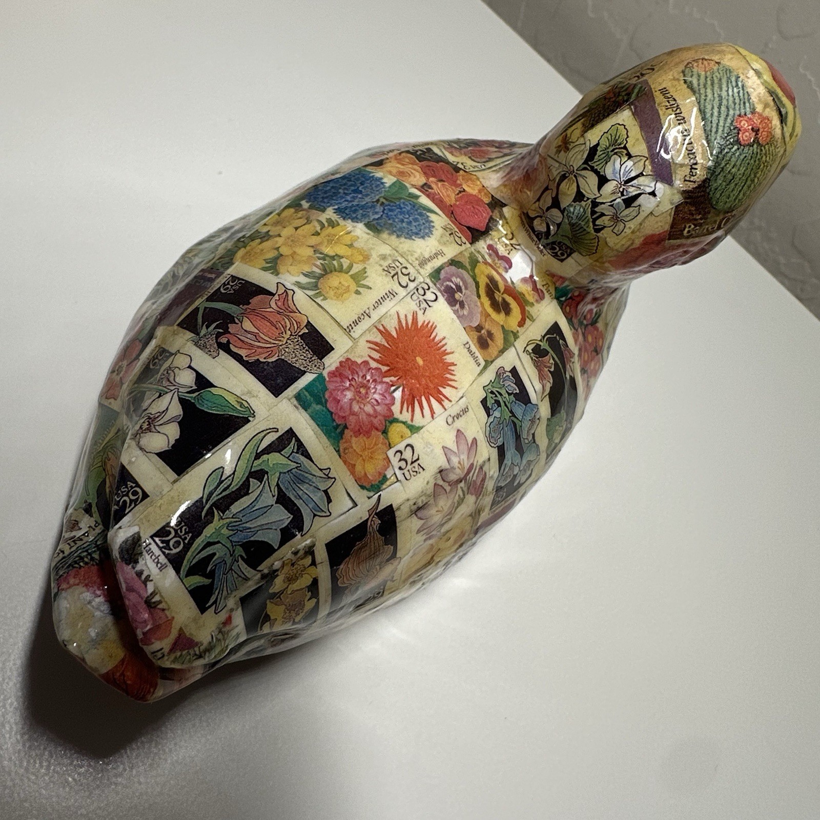 Vintage Duck Floral Stamp Decoupage Figurine Statue Cottagecore Granny Kitschy