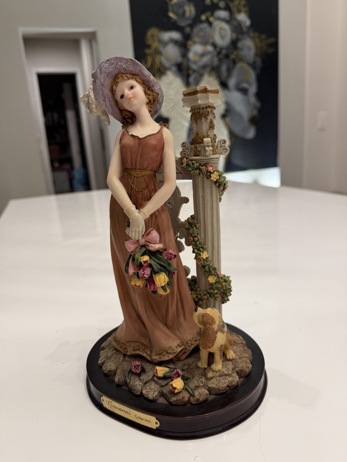 Vintage Giovanni Collection Turtle King Corp Lady Flowers Pillar Dog Figurine