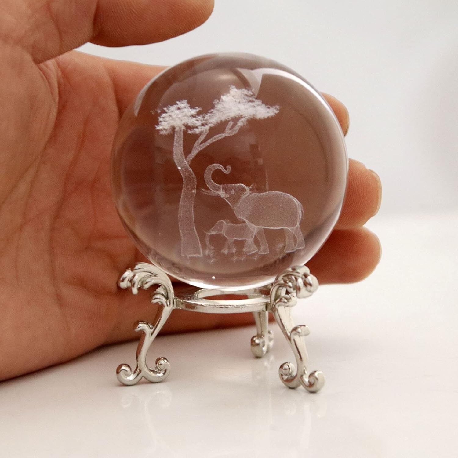 2.36in 3D Laser Crystal Elephant Parent-Child Figurines 2.36″D x 2.36″W x 2.36″H