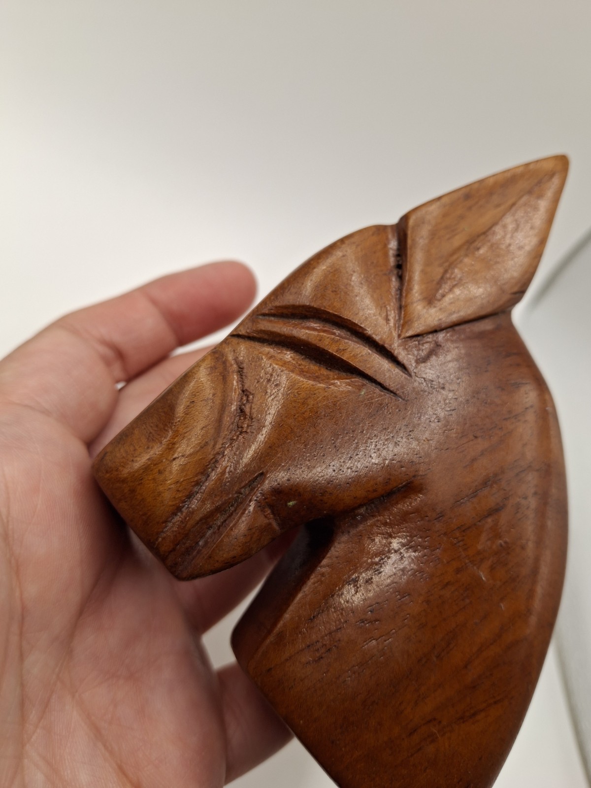 Vintage Carved Donkey Horse Head Wood Sculpture 4″ Folk Art Mexico Peurto Rico