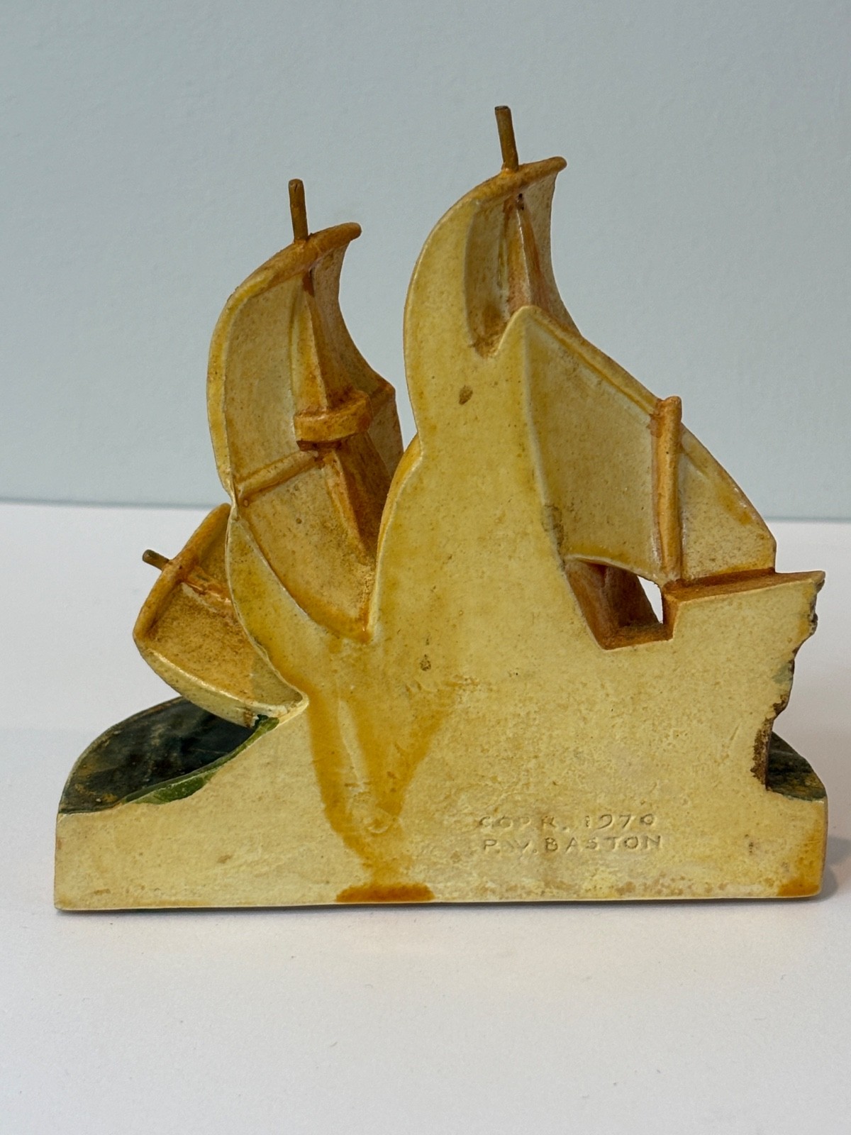 Vintage Sebastian Miniatures The Mayflower Ship Figurine PW Baston Box Rockport