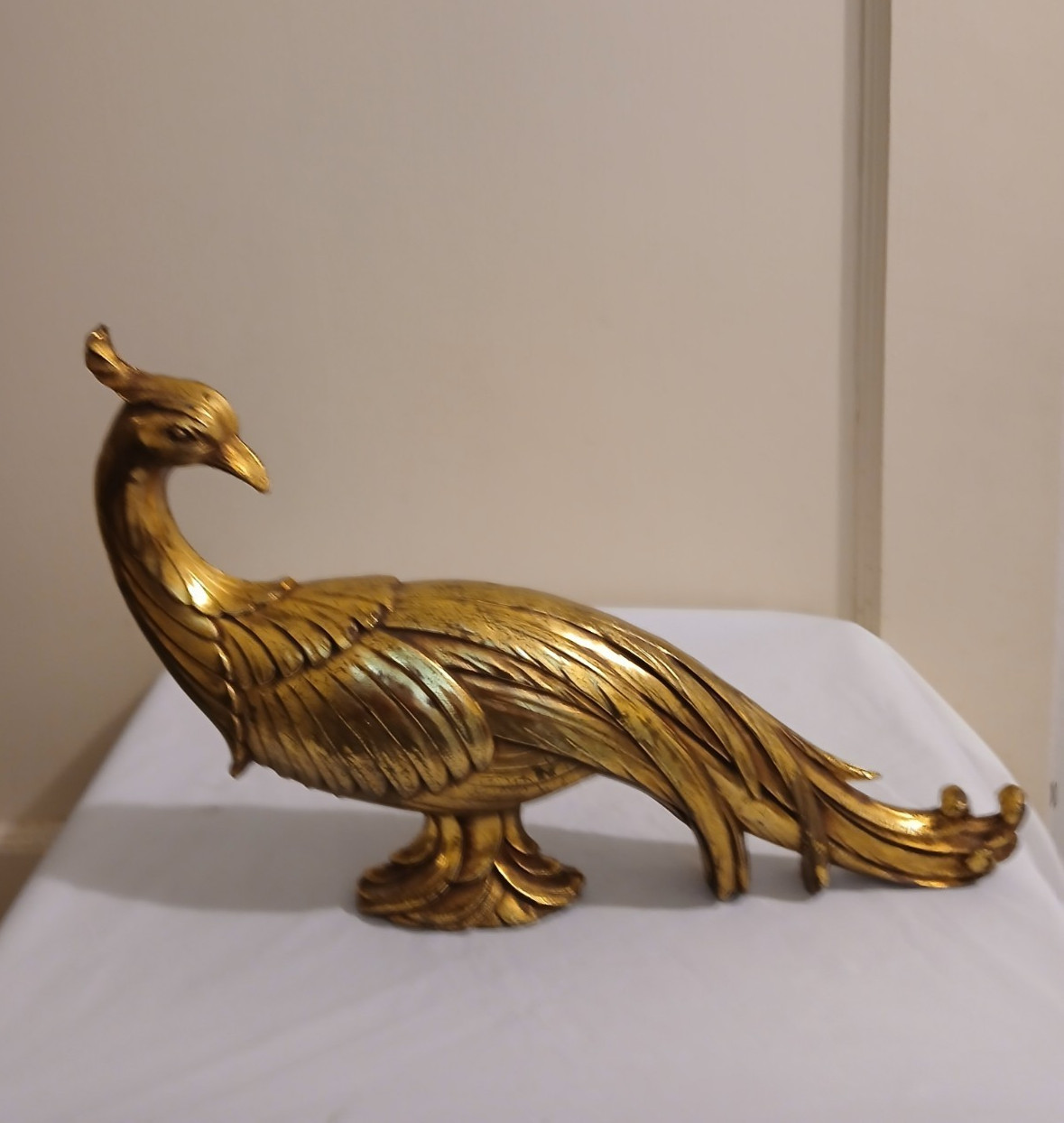 Retro Mid-Century Hollywood Regency Syroco Gold Peacock Pheasant Bird Figurine