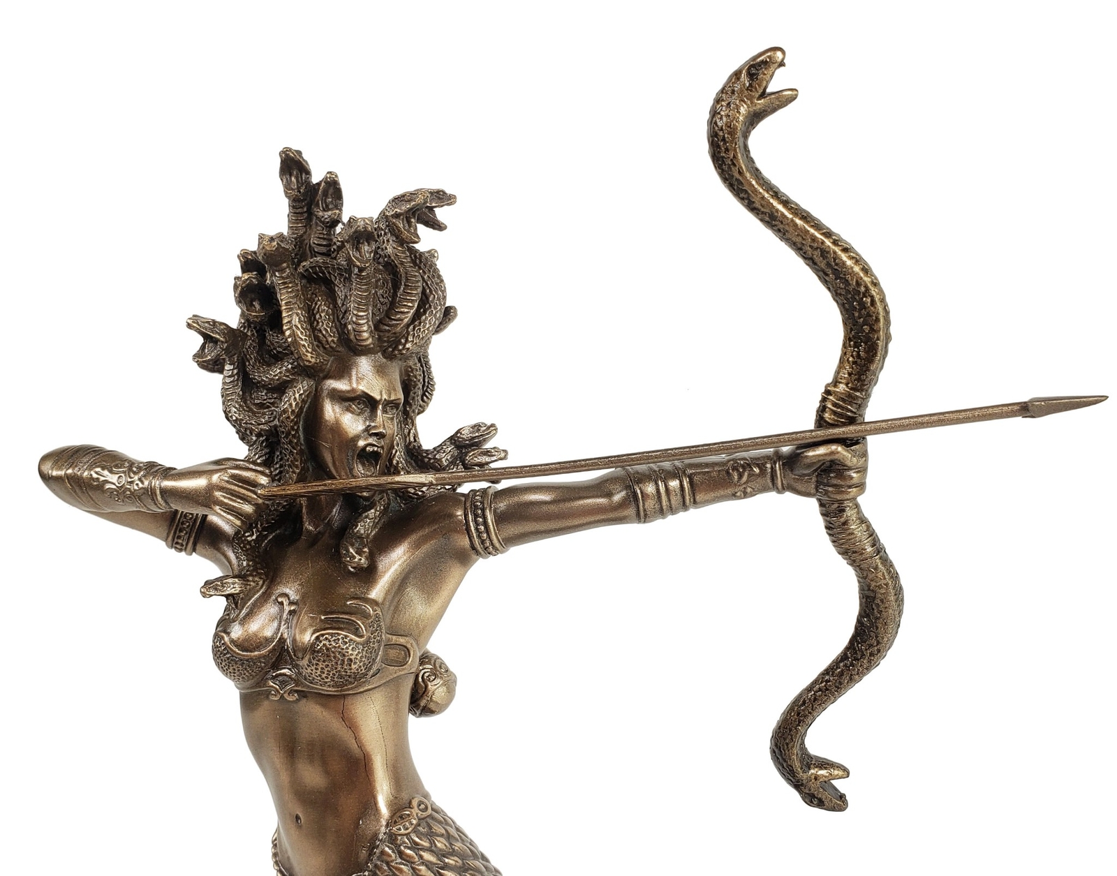 9″ Medusa Greek Mythology Snakes Goddess Shooting Arrow Bronze Color Statue