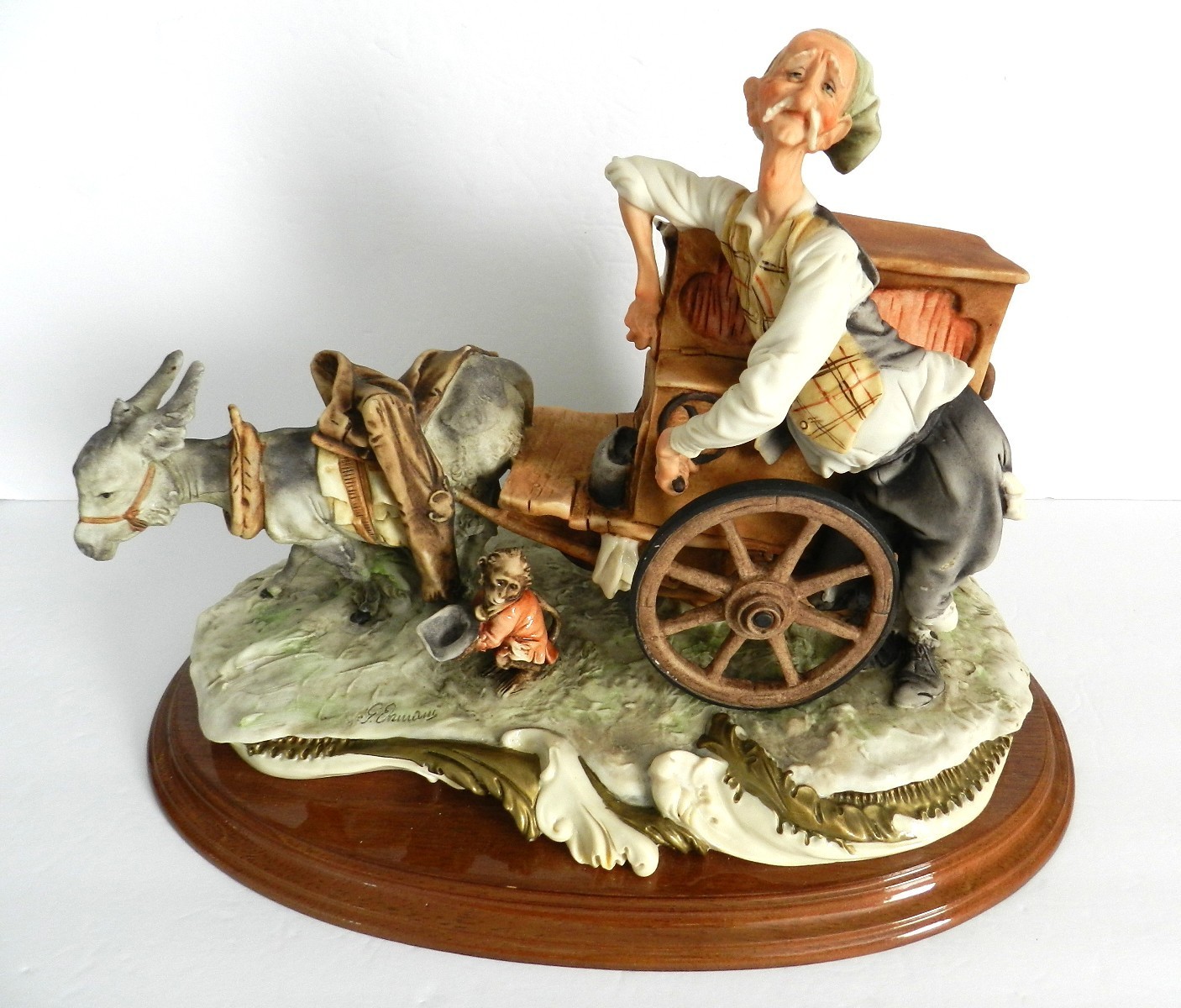G. Armani “THE ORGAN GRINDER” Large Capodimonte With Music Box 1984 ~ Rare Italy