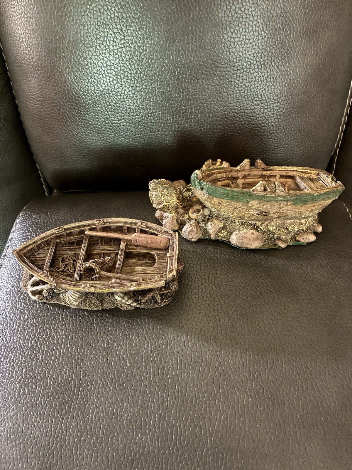 Set of 2 Vintage K’s Collection Sea Scape Resin Miniature Figurine Boats