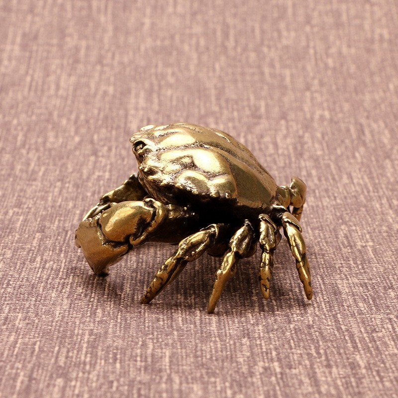 Solid Brass Crab Figurine Small Statue Home Ornament Animal Figurines Gift