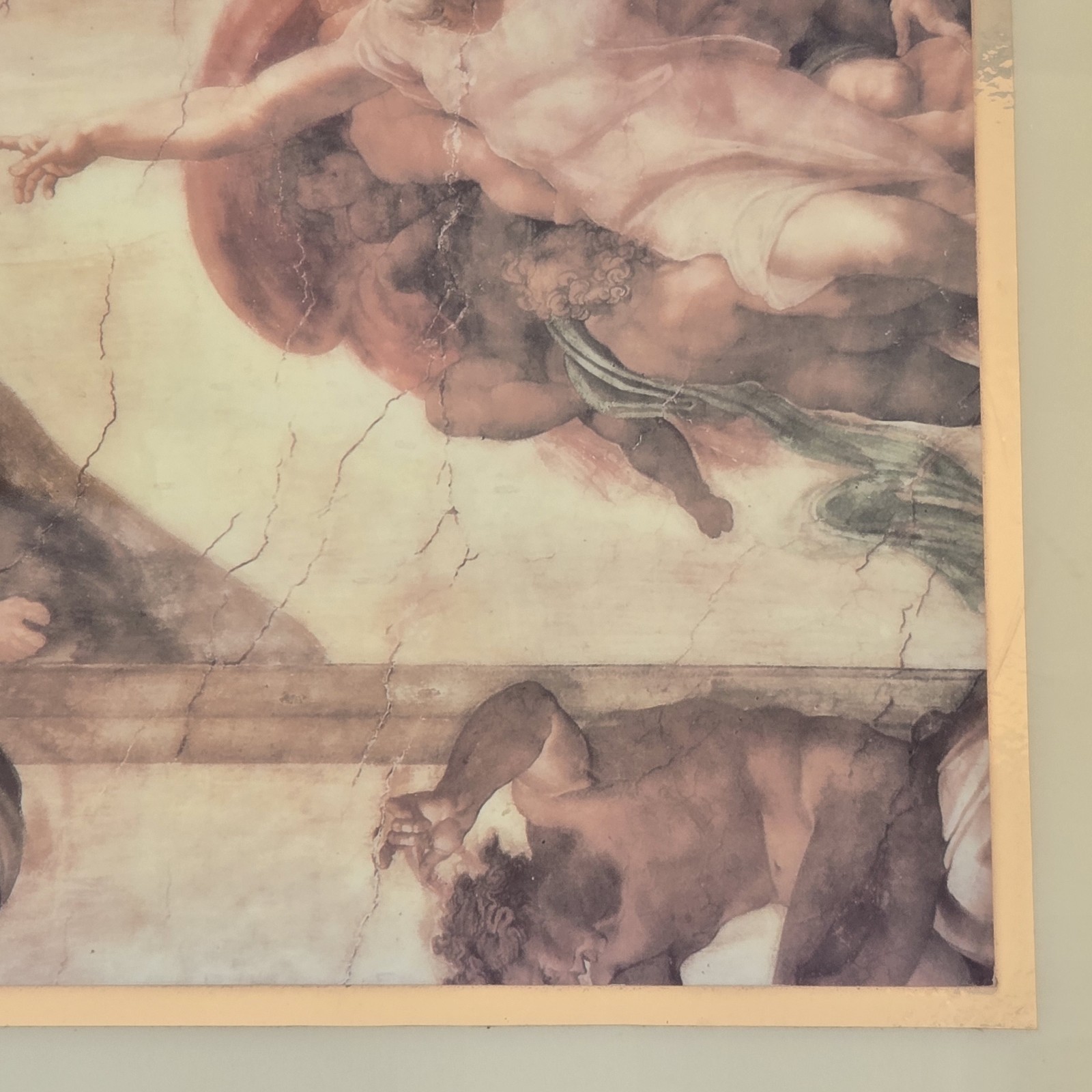 VTG A.R.T.Co USA Large 12×12 Ceramic Michelangelo- Creation Of Man Tile Wall Art