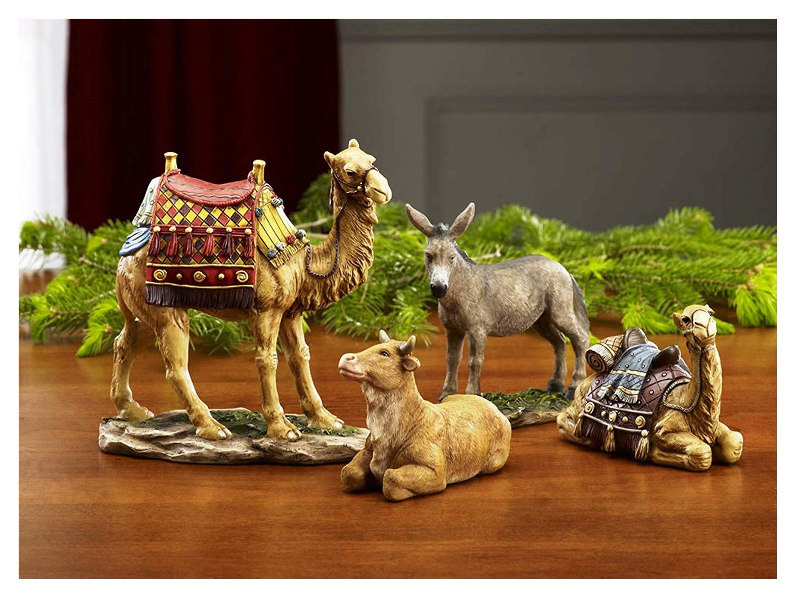 Three Kings Gifts Camels, Donkey & Ox, Polystone Flat Bottom Base for Stabili…