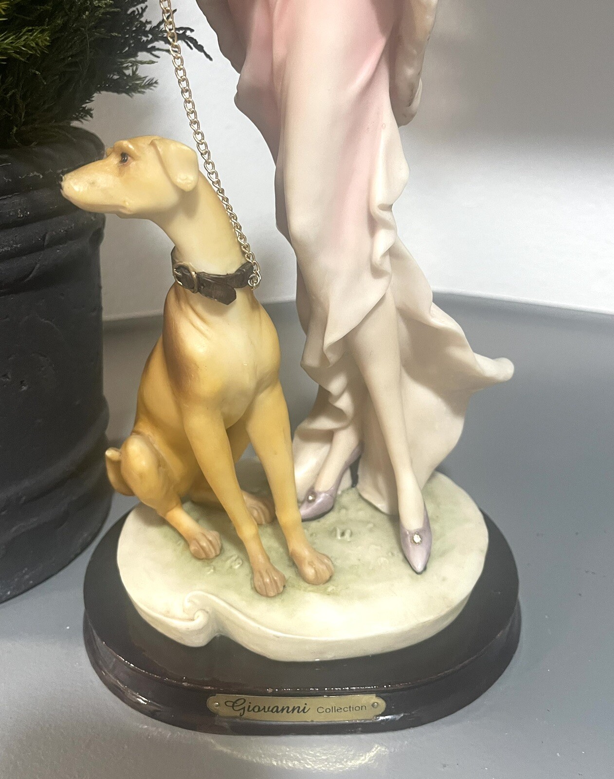 Vintage Giovanni Porcelain Statue Figure 1930’s Woman Lady Dog Figurine