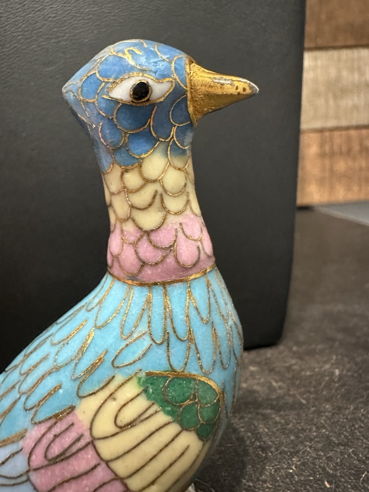 Multi Colored Cloisonné Bird Figurine Pheasant? Finial? READ DESCRIPTION