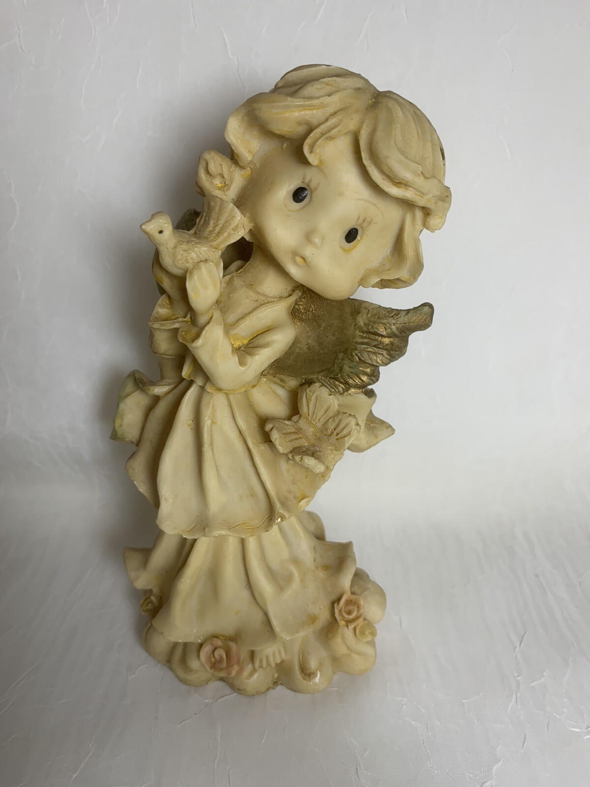 Vintage Angel Figurine Vintage Decor Religious Art Statue Shelf Decoration Beige