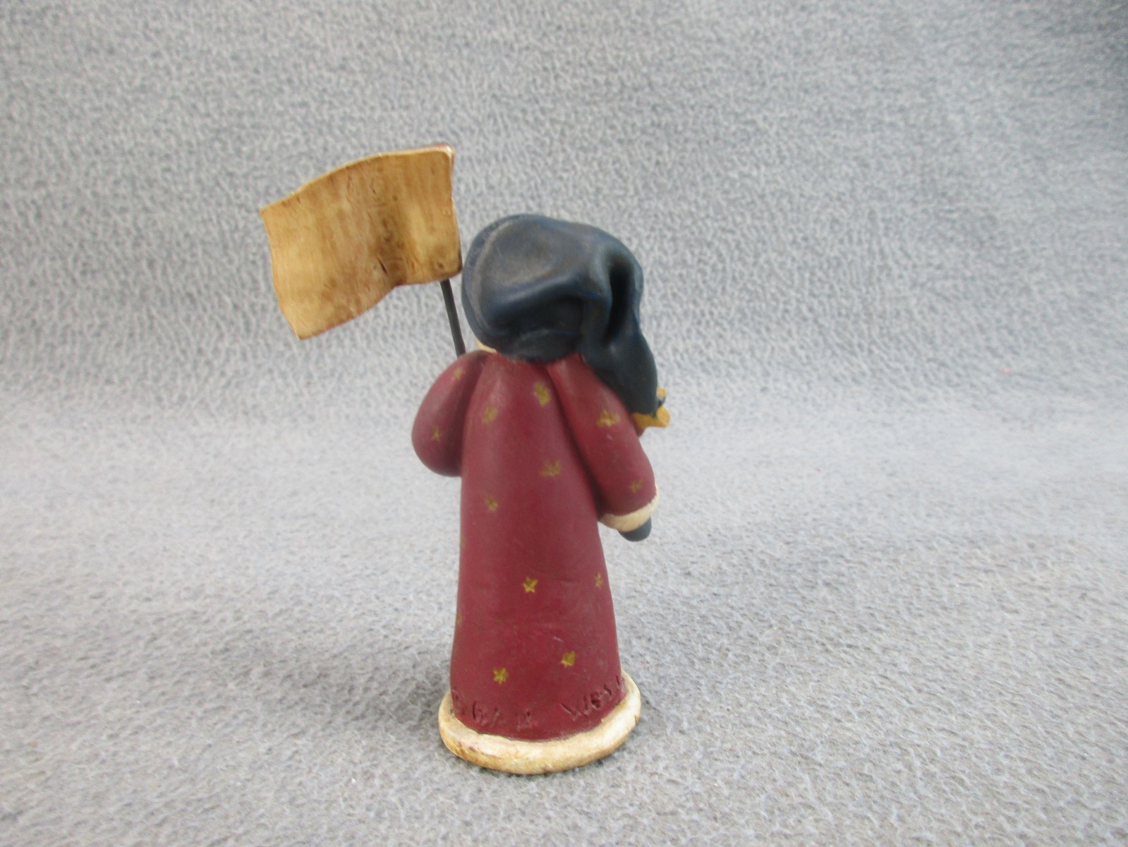 Vintage Patriotic Santa Folk Art Resin Figurine Signed 3.5″ Flag Country