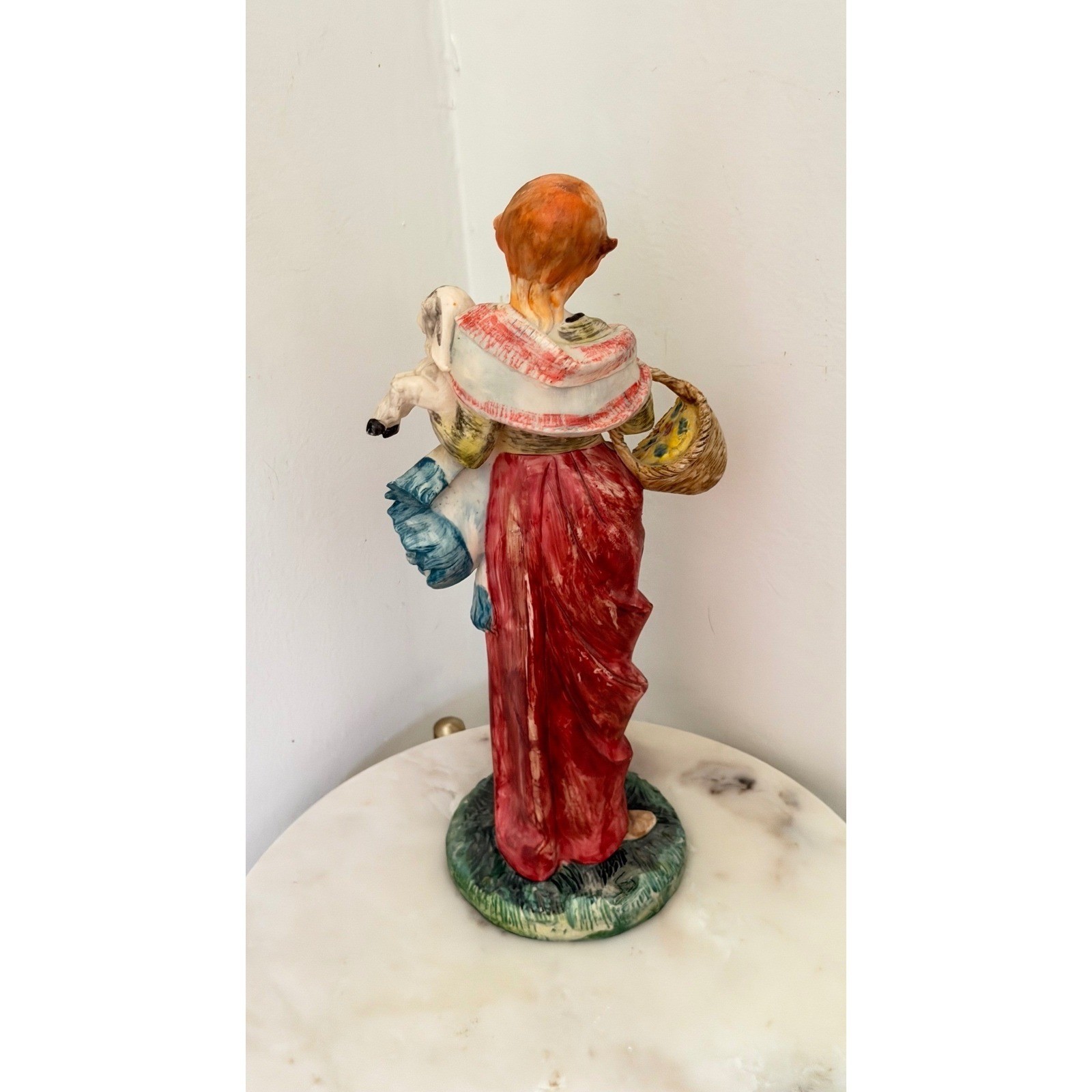Capodimonte Shepherdess Figurine Italy 11.5″ Resin Composite Vintage