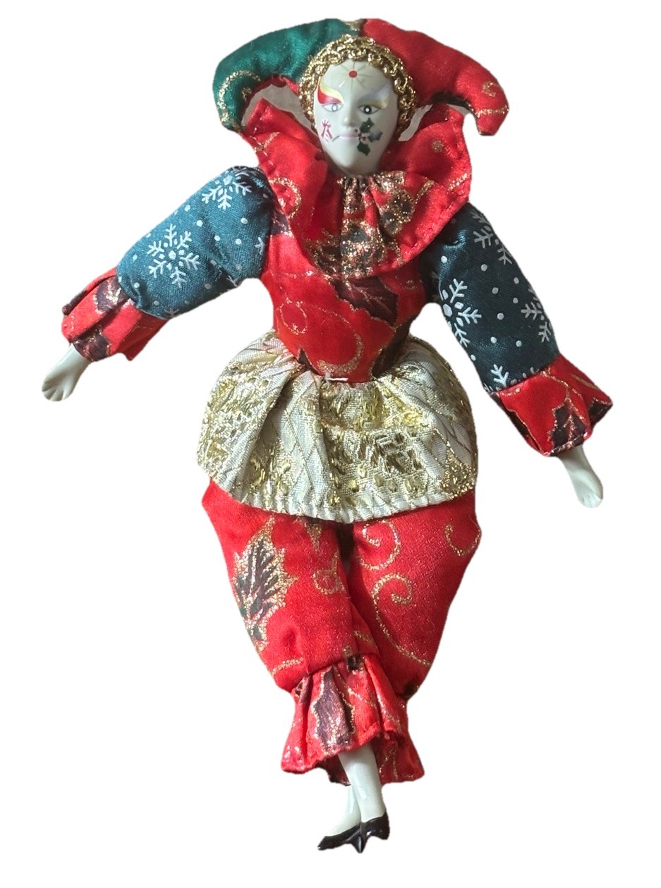 9” Sugar Loaf Vintage Christmas Harlequin Jester (J)