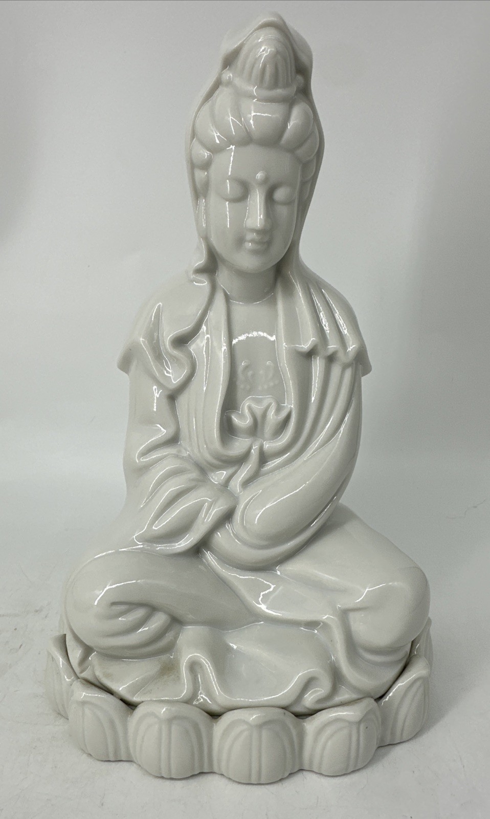 Andrea by Sadek Kwan Yin 8.5” Porcelain Statue – Made in Japan Lotus Base VGC