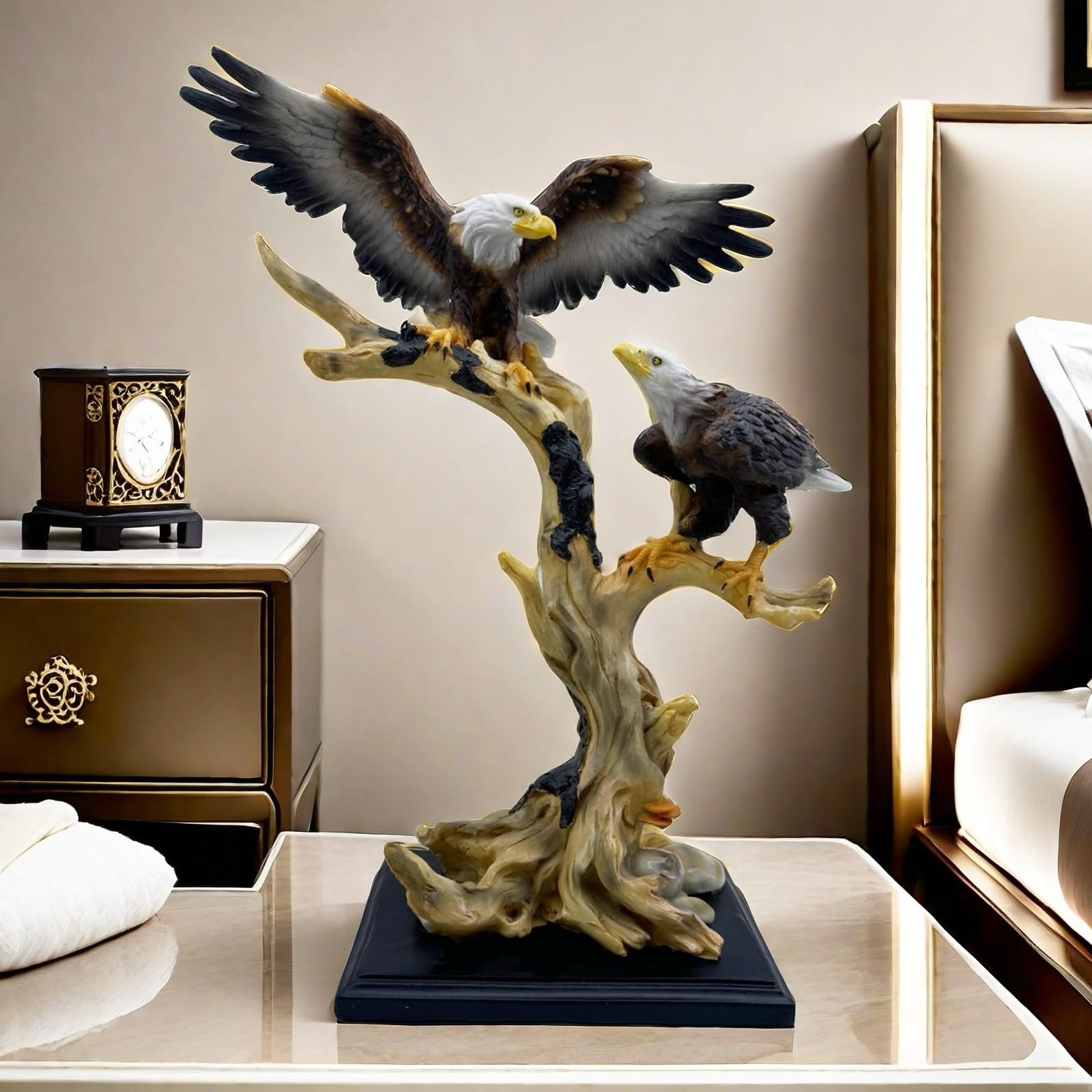 16.3″ Large Eagle Statue, Hand-Painted Resin Sculpture, Wildlife Home Decor