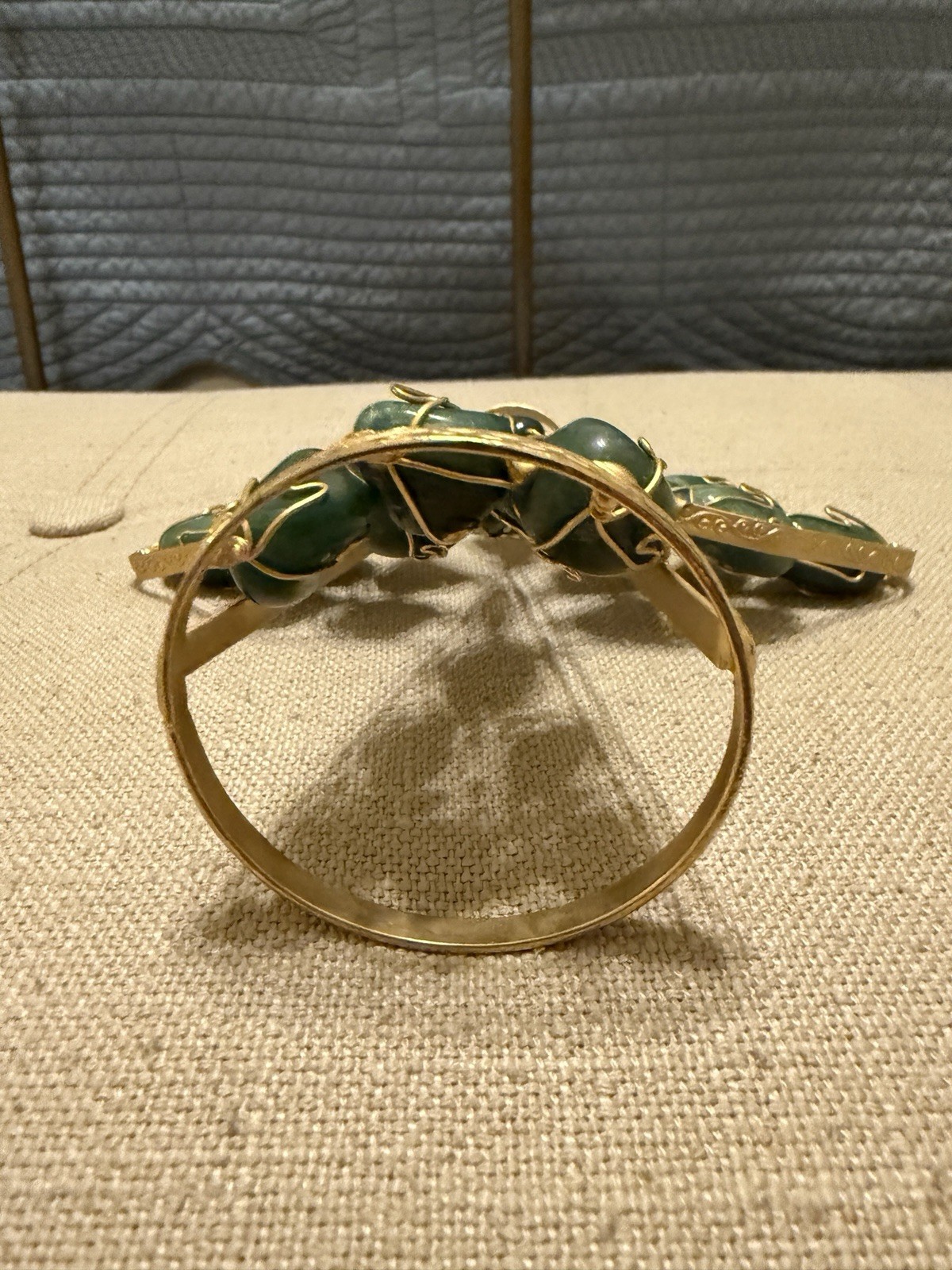 Wire And Stone 5.5” Praying Angel Figurine Green Stone Gold Metal