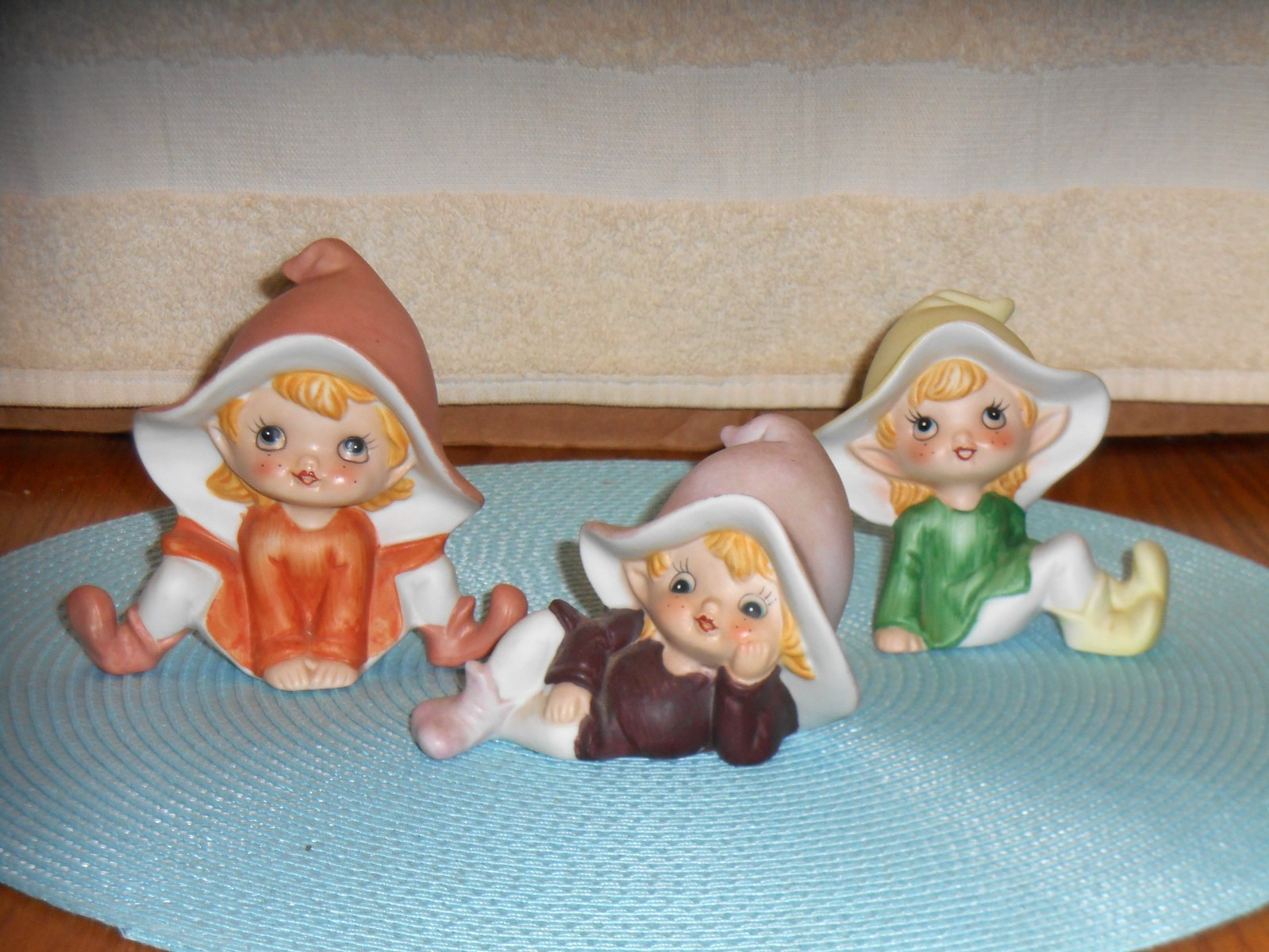 Set of Three Homco Pixie Elf Elves Porcelain Figurines #5213