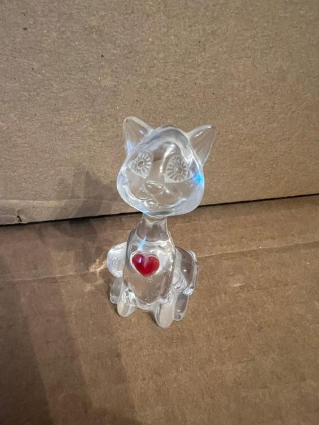 Vtg 1994 Just Toy Inc Crystal Heart Collection w/red heart -cat, swan & elephant