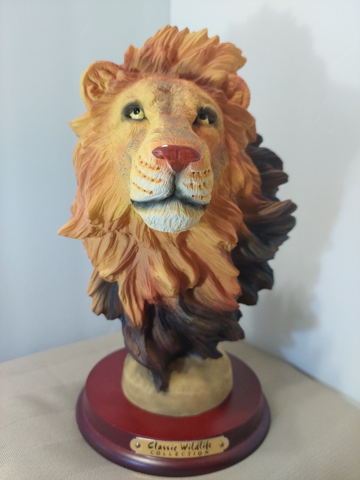VINTAGE CLASSIC WILDLIFE COLLECTION SAFARI LION HEAD SCULPTURE STATUE NIB 9″