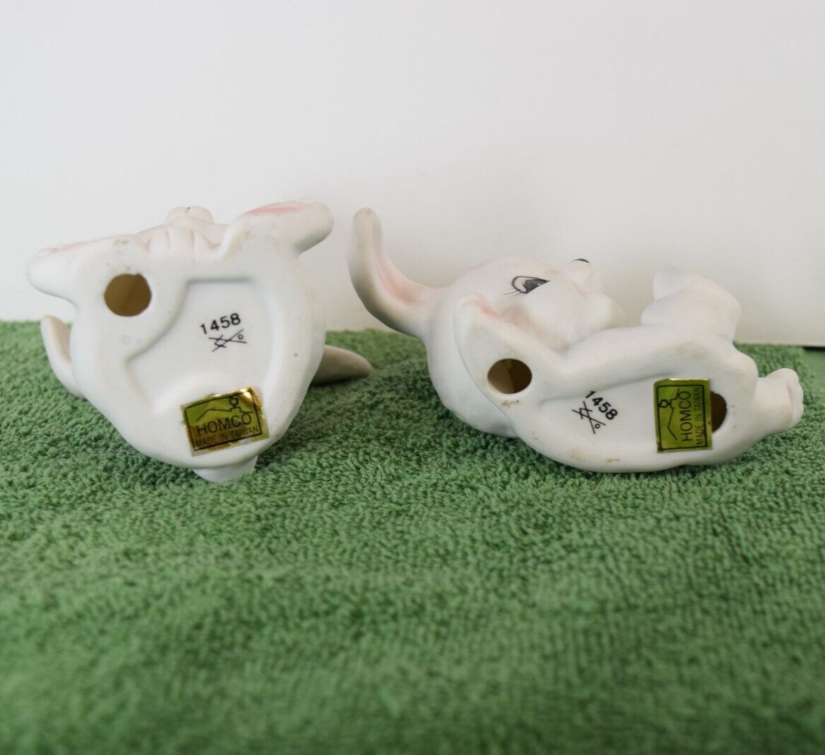 Homco White Playful Rabbit Figurines #1458.