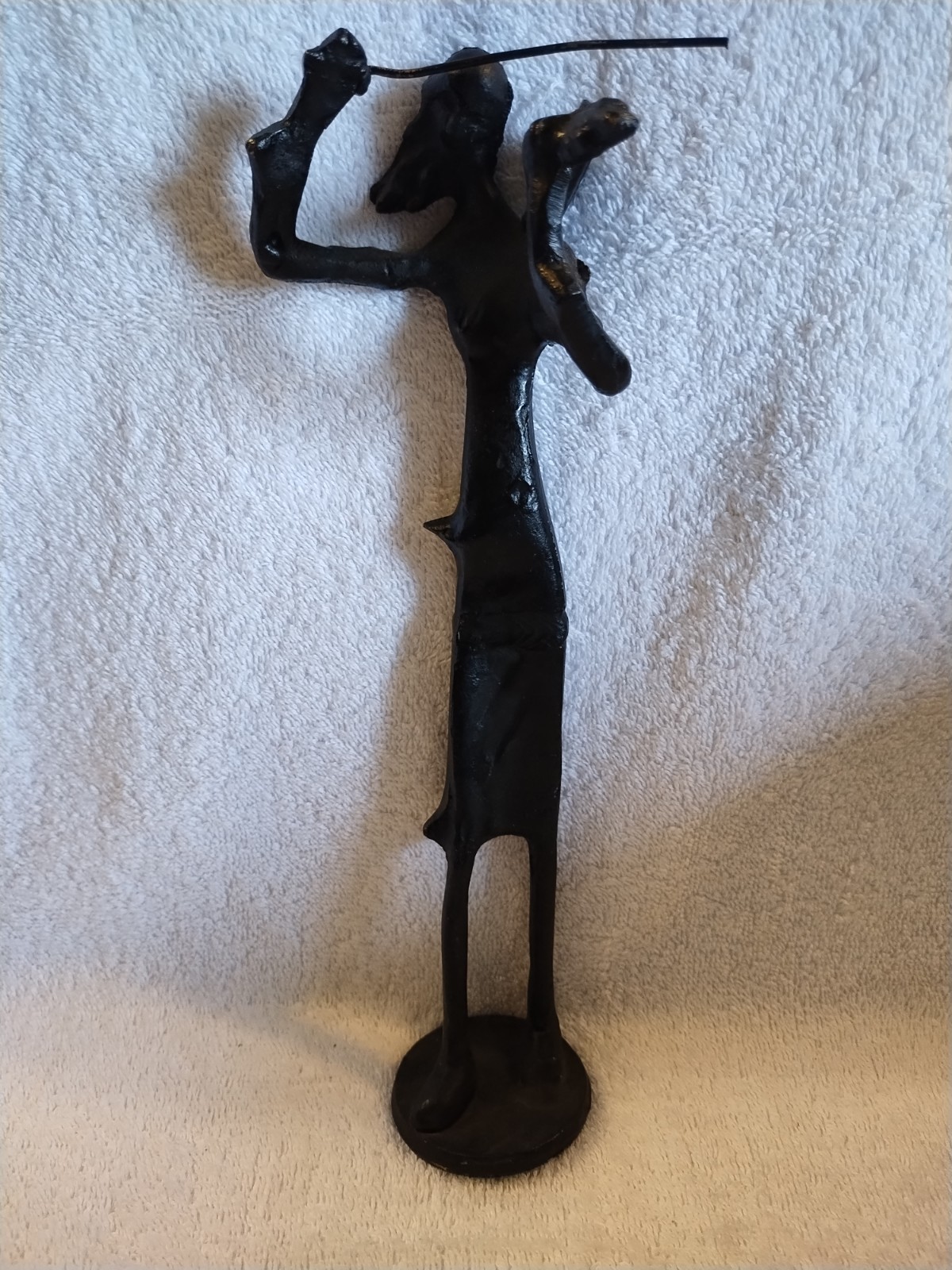 Heavy Vintage Metal Bronze Brutalist Woman Lady Violin statue Figure 11″