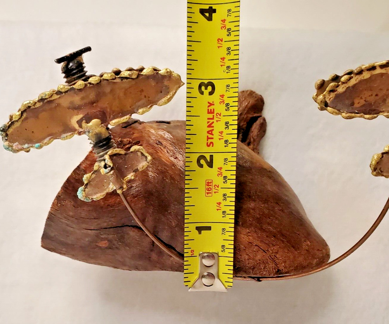 Vintage Wood and Metal Sculpture Planes in Flight on Driftwood Base