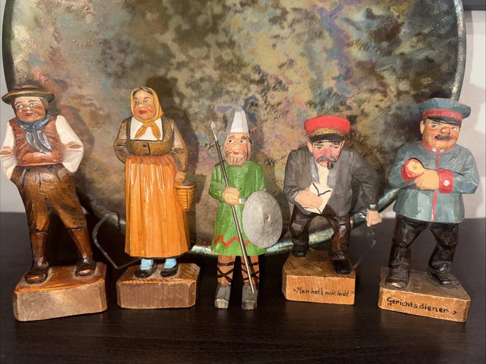 Vintage Painted Wooden Figures Set of 5