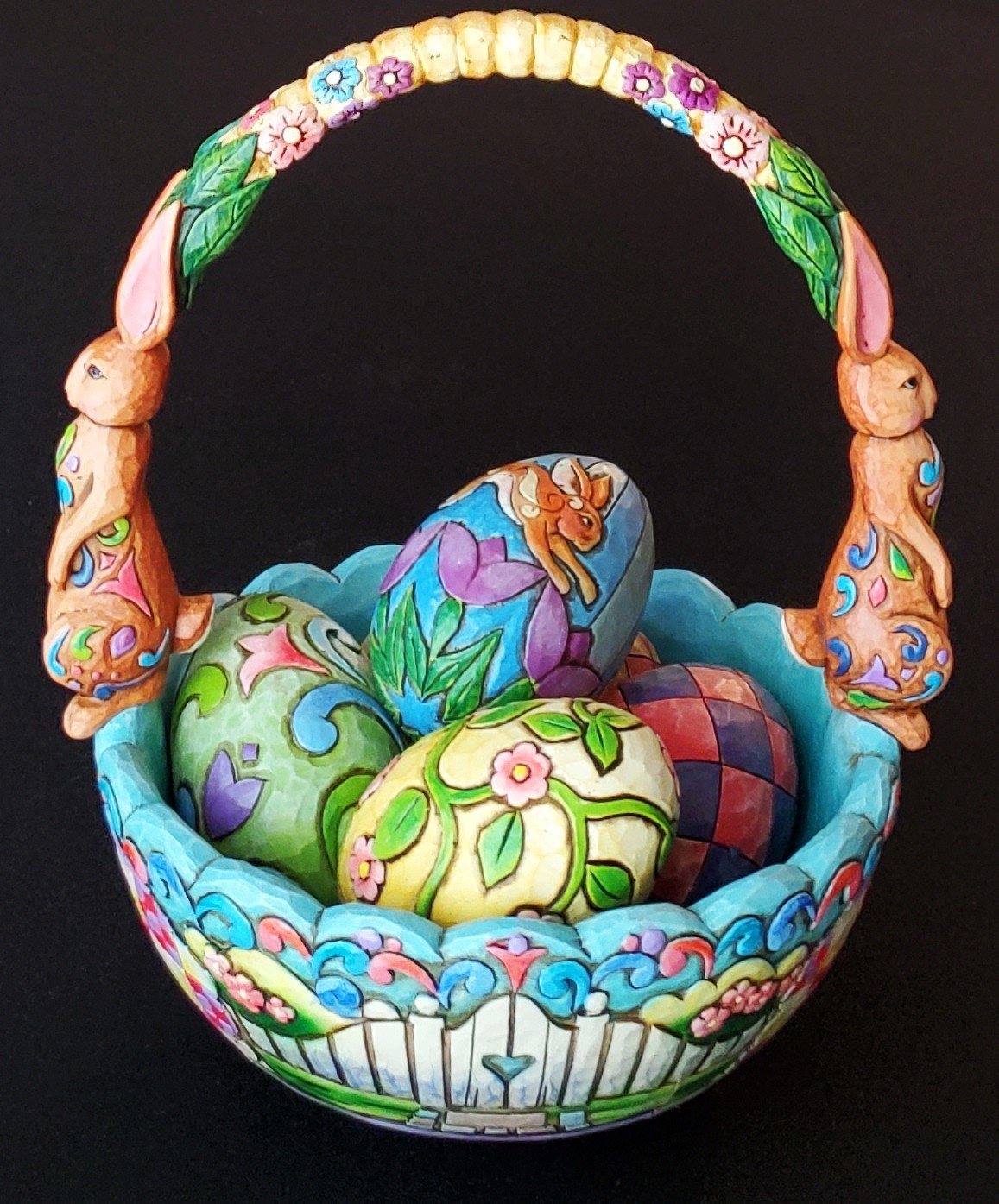 Jim Shore Heartwood Hunting Eggs Finding Joy Easter Basket with Eggs 4007945