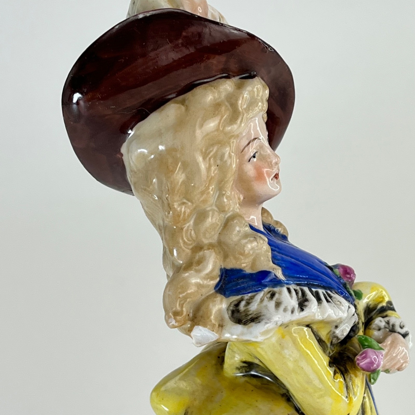 Antique German Rococo Revival Porcelain Lady Figurine 10″ Thüringen Style