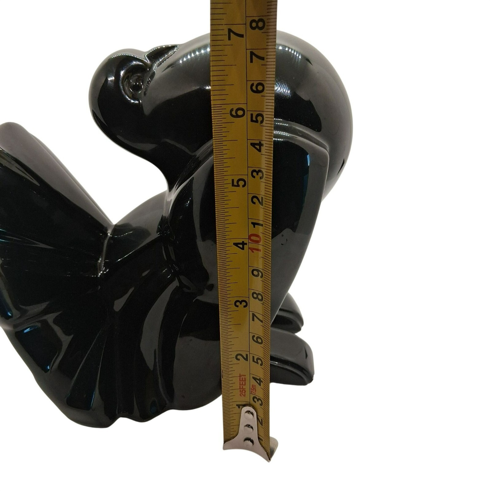 Rare VTG 1980s Fitz & Floyd Black Ceramic Dove Art Deco Sculptural Bird Figurine