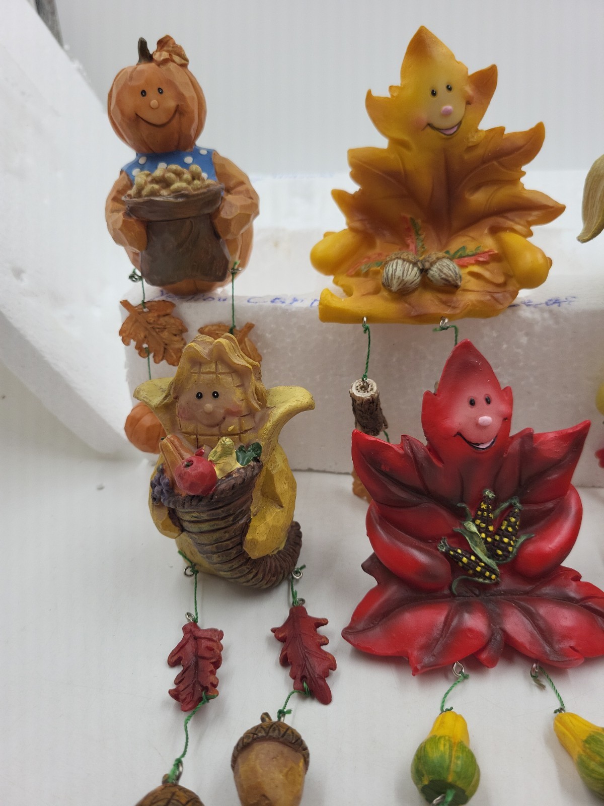 Fall Harvest Shelf Sitters Set of 6 Dangly Legs Leaves, Corn Pumpkin