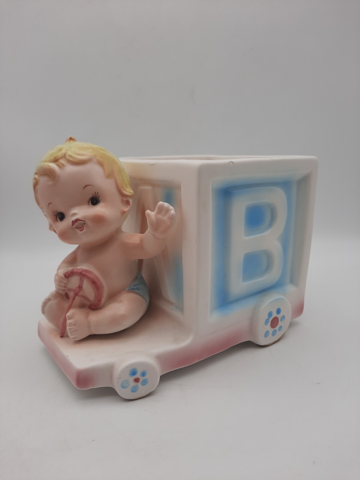 VTG Enesco Baby Girl Ceramic Planter E-6127 Baby Shower Nursery Decor