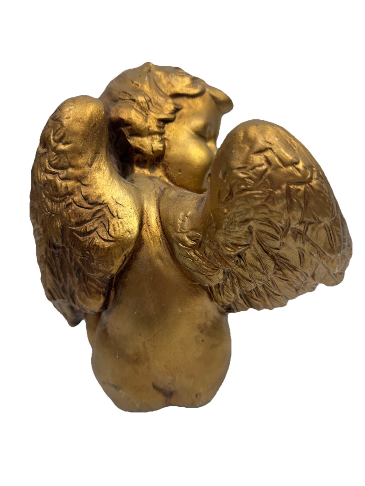 VTG Cherub Gold Tone Cherub Angel Sitting Sleeping Winged Free Standing Decor