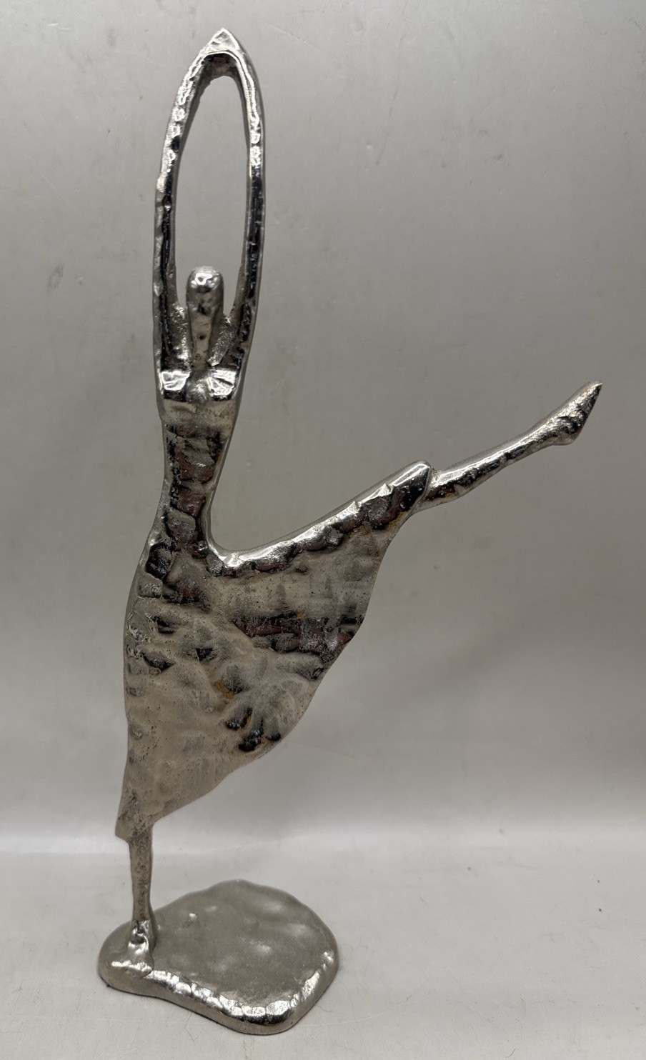 Vintage Brutalist Abstract Female Sculpture MCM Modernist Silver Tone 11″ Dancer