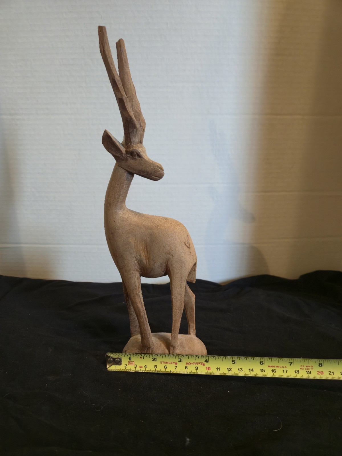 Vtg. Hand Carved Wooden Antelope 12 In. Tall