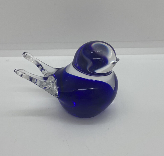 Beautiful Vintage Czech Republic Cobalt Blue Bird Figure Figurine Chick